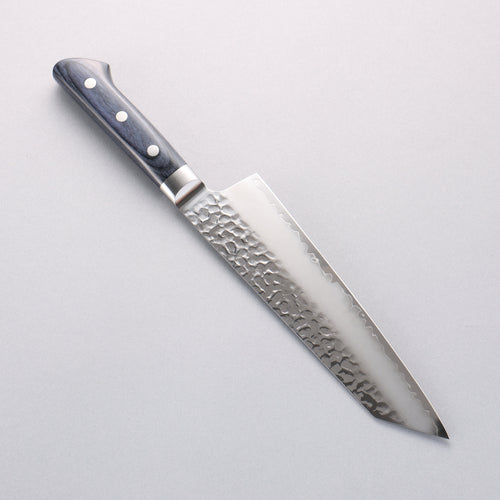 Seisuke Aotsuchi AUS10 Hammered Kiritsuke Santoku 195mm Navy blue Pakka wood Handle - Japannywholesale