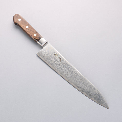 Seisuke Nami AUS10 Mirrored Finish Damascus Gyuto 240mm Brown Pakka wood Handle - Japannywholesale