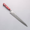 Seisuke Nami AUS10 Mirrored Finish Damascus Sujihiki 240mm Red Pakka wood Handle - Japannywholesale
