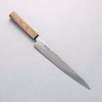 Seisuke Nami AUS10 Mirrored Finish Damascus Sujihiki 240mm Oak Handle - Japannywholesale