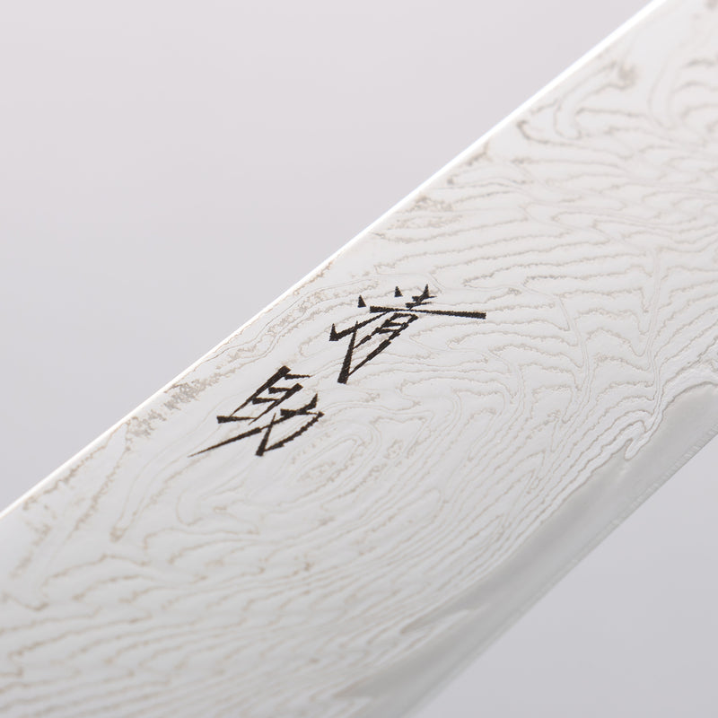 Seisuke Nami AUS10 Mirrored Finish Damascus Sujihiki 240mm Oak Handle - Japannywholesale