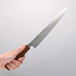 Seisuke Nami AUS10 Mirrored Finish Damascus Sujihiki 240mm Oak Handle - Japannywholesale
