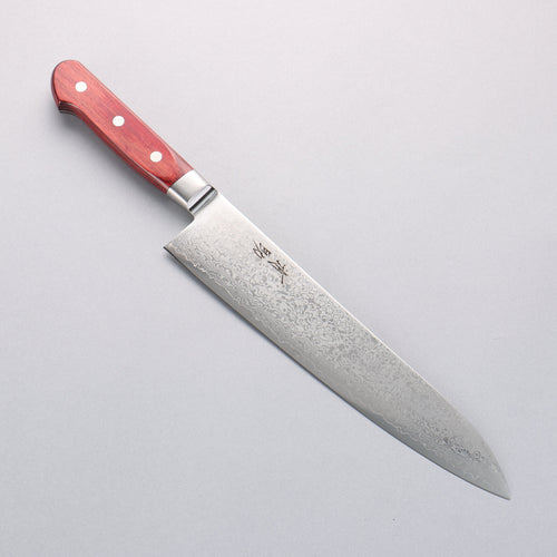 Seisuke VG10 33 Layer Mirrored Finish Damascus Gyuto 240mm Red Pakka wood Handle - Japannywholesale