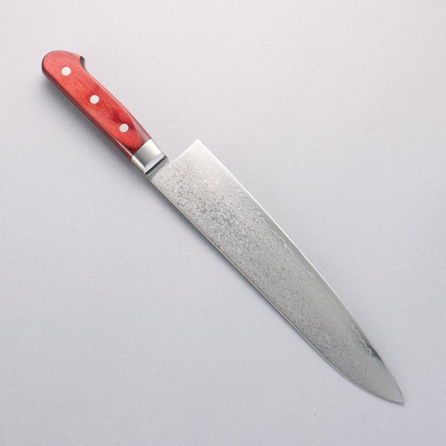 Seisuke VG10 33 Layer Mirrored Finish Damascus Gyuto 240mm Red Pakka wood Handle - Japannywholesale