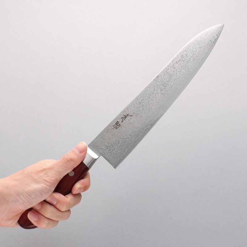 Seisuke VG10 33 Layer Mirrored Finish Damascus Gyuto 240mm Red Pakka wood Handle - Japannywholesale