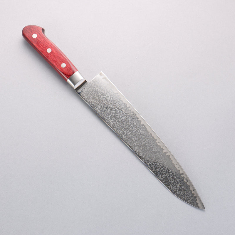 Seisuke Kagami2 AUS10 Mirrored Finish Damascus Gyuto 240mm Red Pakka wood Handle - Japannywholesale