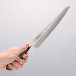 Seisuke Silver Steel No.3 Nashiji Sujihiki 240mm Brown Pakka wood Handle - Japannywholesale