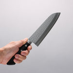 Kunihira Kokuryu VG10 Hammered Damascus Santoku 170mm Black Pakka wood Handle - Japannywholesale