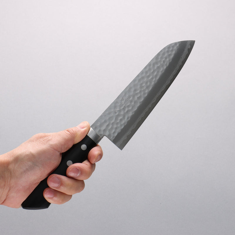 Kunihira Kokuryu VG10 Hammered Damascus Santoku 170mm Black Pakka wood Handle - Japannywholesale