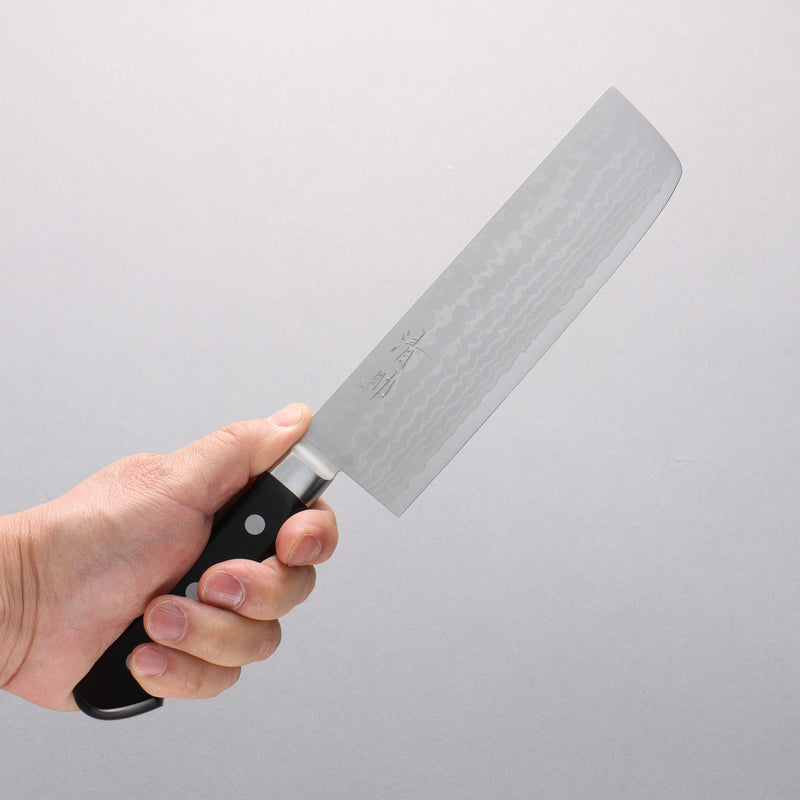 Seisuke VG10 Damascus Nakiri 165mm Black Pakka wood Handle - Japannywholesale