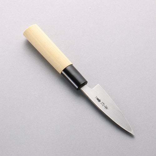 Sakai Takayuki Blue Steel No.2 Black Finished Vertical Stripes Ajikiri 75mm Magnolia (Ferrule: Black Plastic) Handle - Japannywholesale