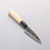 Sakai Takayuki Blue Steel No.2 Black Finished Vertical Stripes Ajikiri 90mm Magnolia (Ferrule: Black Plastic) Handle - Japannywholesale