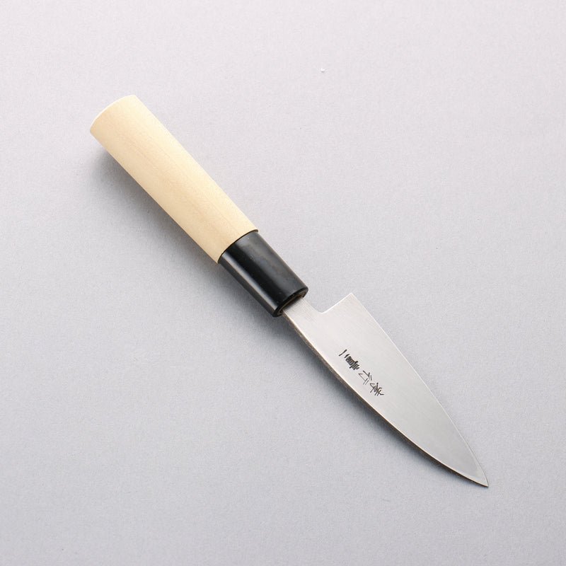 Sakai Takayuki Blue Steel No.2 Black Finished Vertical Stripes Ajikiri 90mm Magnolia (Ferrule: Black Plastic) Handle - Japannywholesale