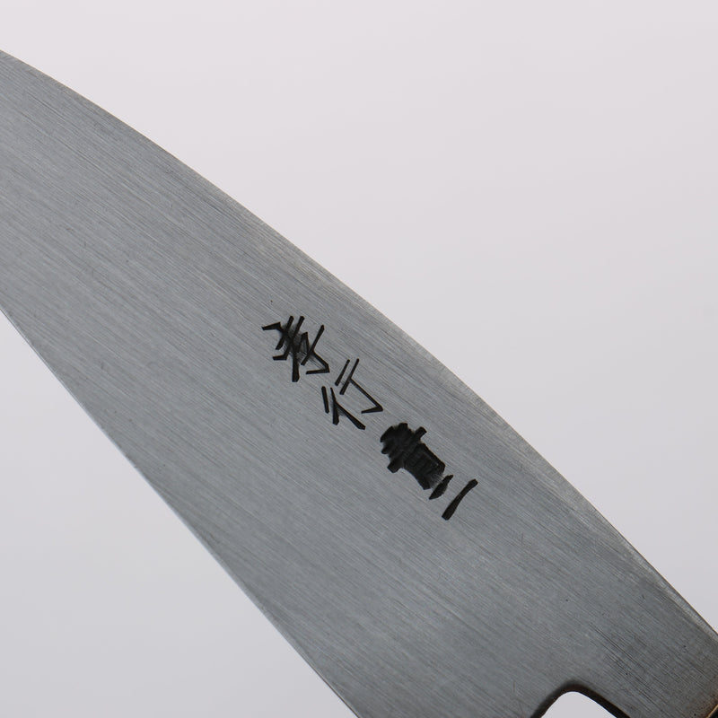 Sakai Takayuki Blue Steel No.2 Black Finished Vertical Stripes Ajikiri 90mm Magnolia (Ferrule: Black Plastic) Handle - Japannywholesale