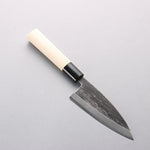 Sakai Takayuki Blue Steel No.2 Black Finished Vertical Stripes Ajikiri 120mm Magnolia (Ferrule: Black Plastic) Handle - Japannywholesale
