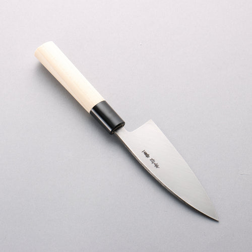 Sakai Takayuki Blue Steel No.2 Black Finished Vertical Stripes Ajikiri 120mm Magnolia (Ferrule: Black Plastic) Handle - Japannywholesale
