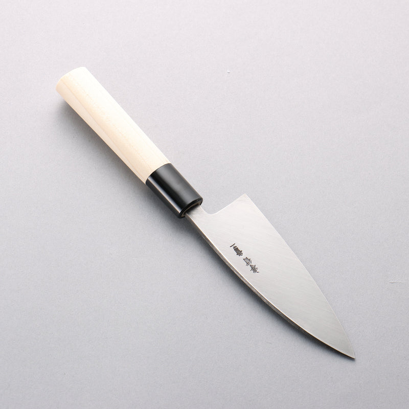 Sakai Takayuki Blue Steel No.2 Black Finished Vertical Stripes Ajikiri 120mm Magnolia (Ferrule: Black Plastic) Handle - Japannywholesale