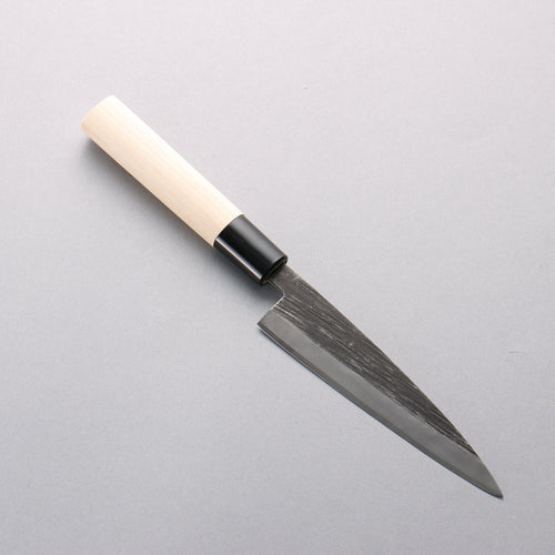 Sakai Takayuki Blue Steel No.2 Black Finished Vertical Stripes Multi Purpose 135mm Magnolia (Ferrule: Black Plastic) Handle - Japannywholesale