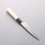 Sakai Takayuki Blue Steel No.2 Black Finished Vertical Stripes Multi Purpose 135mm Magnolia (Ferrule: Black Plastic) Handle - Japannywholesale