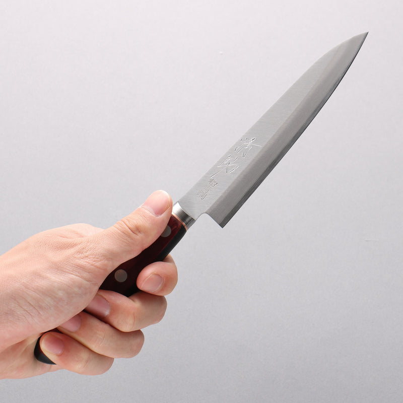 Seisuke Blue Super Migaki Finished Petty-Utility 145mm Red and Black Pakka wood Handle - Japannywholesale
