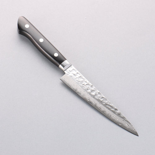 Seisuke VG10 17 Layer Damascus Petty-Utility 135mm Black Pakka wood Handle with Sheath - Japannywholesale