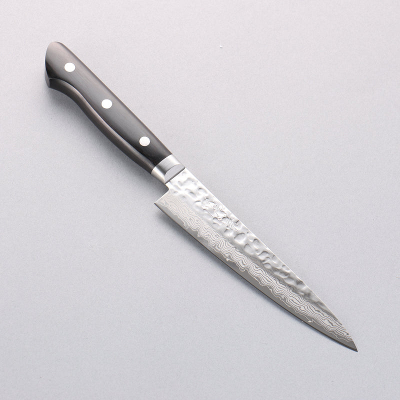 Seisuke VG10 17 Layer Damascus Petty-Utility 135mm Black Pakka wood Handle with Sheath - Japannywholesale