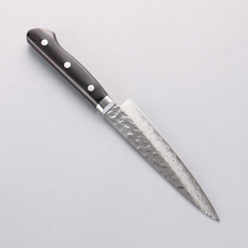 Seisuke VG10 17 Layer Damascus Petty-Utility 135mm Black Pakka wood Handle with Sheath - Japannywholesale