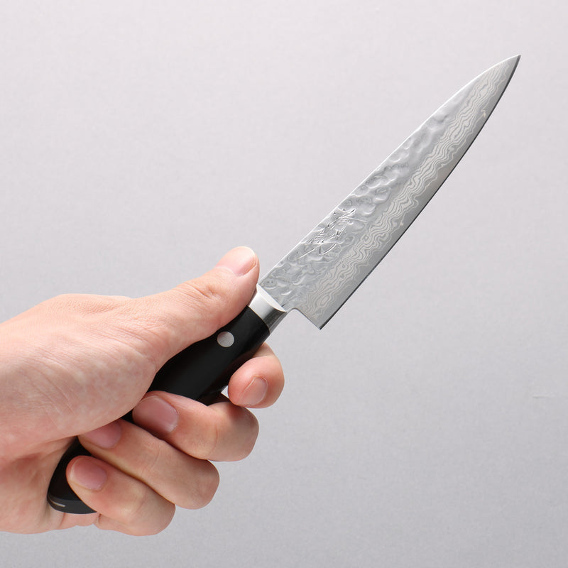 Seisuke VG10 17 Layer Damascus Petty-Utility 135mm Black Pakka wood Handle with Sheath - Japannywholesale