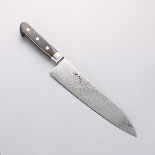 Seisuke Kagami2 AUS10 Mirrored Finish Damascus Gyuto 210mm Brown Pakka wood Handle - Japannywholesale