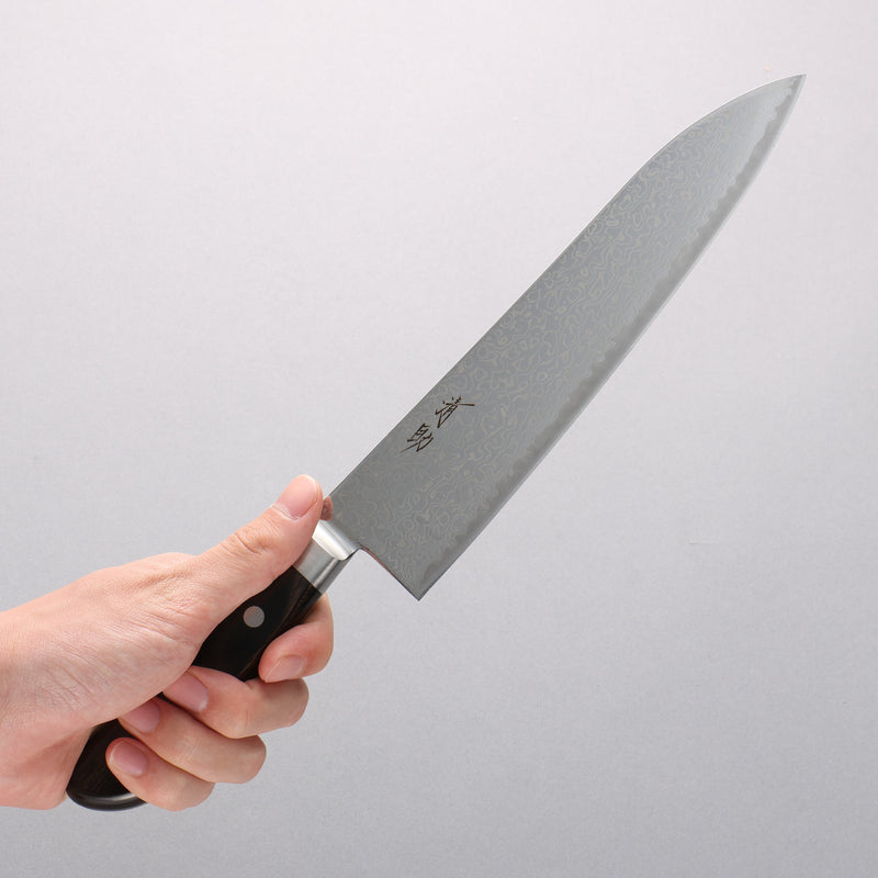 Seisuke Kagami2 AUS10 Mirrored Finish Damascus Gyuto 210mm Brown Pakka wood Handle - Japannywholesale