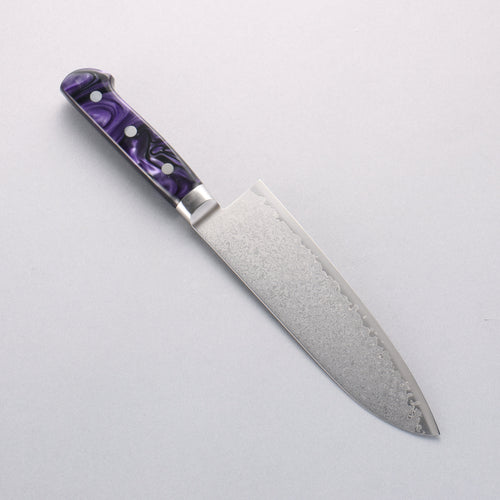 Seisuke VG5 Damascus Santoku 175mm Purple Marbled Resin Handle - Japannywholesale