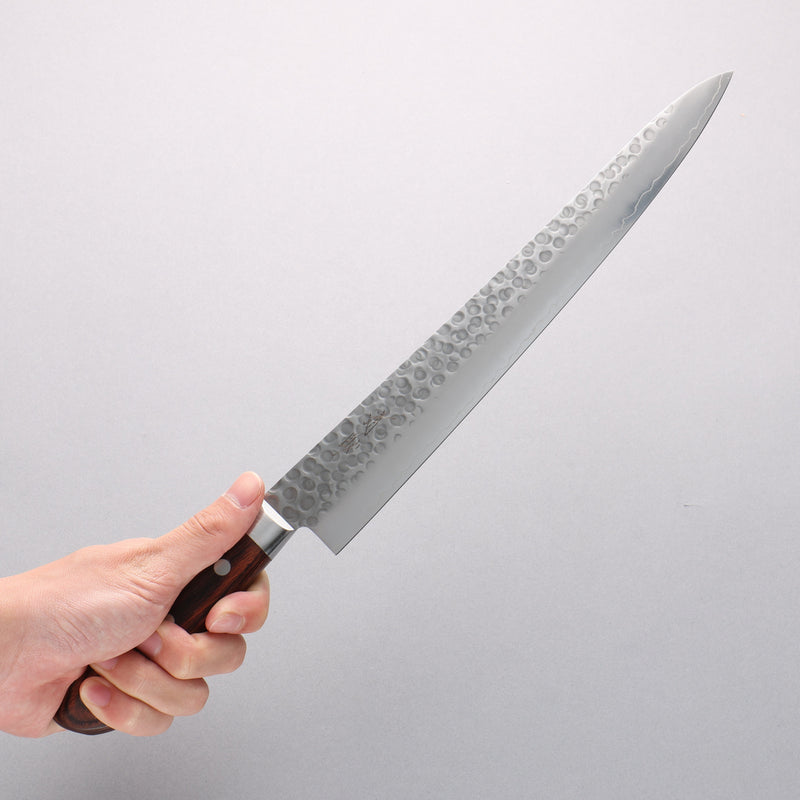 Seisuke Swedish Steel-stn Hammered Sujihiki 270mm Mahogany Handle - Japannywholesale