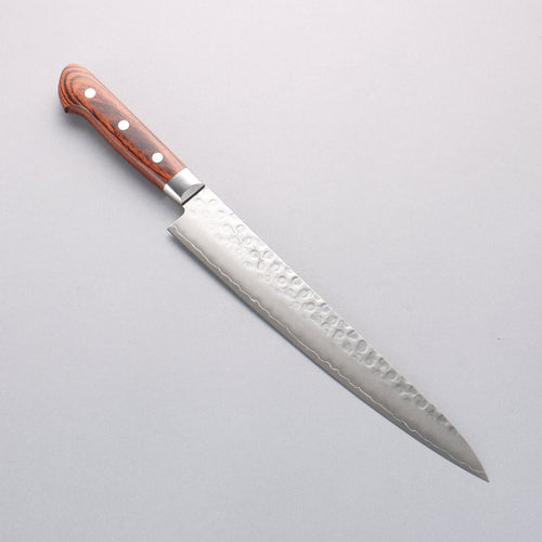 Seisuke Swedish Steel-stn Hammered Sujihiki 240mm Mahogany Handle - Japannywholesale