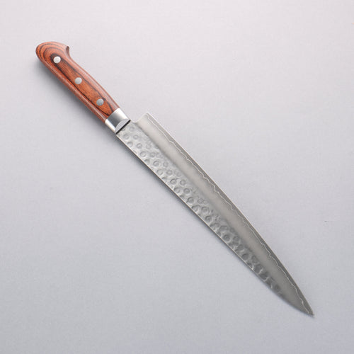 Seisuke Swedish Steel-stn Hammered Sujihiki 240mm Mahogany Handle - Japannywholesale
