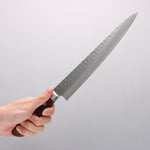 Seisuke Swedish Steel-stn Hammered Sujihiki 240mm Mahogany Handle - Japannywholesale