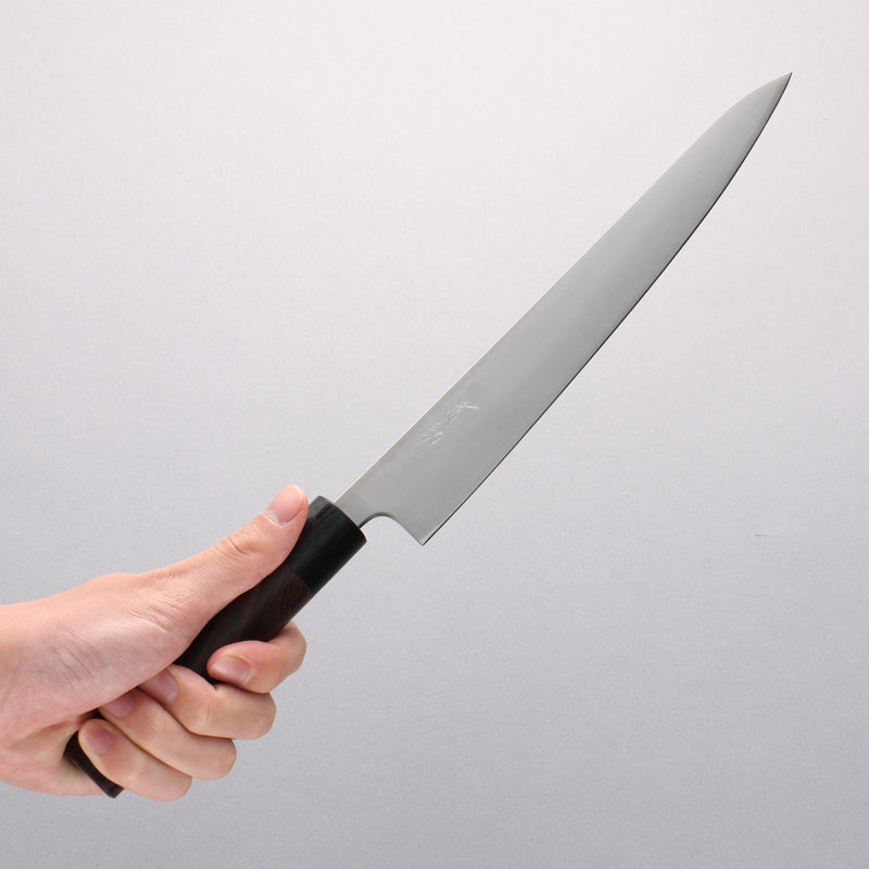 Seisuke Blue Super Sujihiki 240mm Rosewood (Ferrule: Black Pakka Wood) Handle - Japannywholesale
