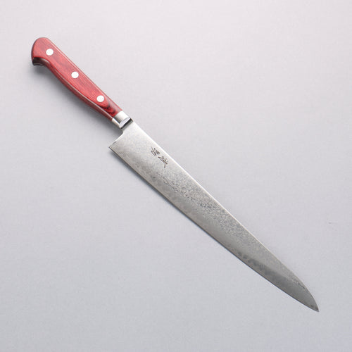 Seisuke AUS10 Damascus Sujihiki 240mm Red Pakka wood Handle - Japannywholesale
