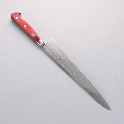Seisuke AUS10 Damascus Sujihiki 240mm Red Pakka wood Handle - Japannywholesale