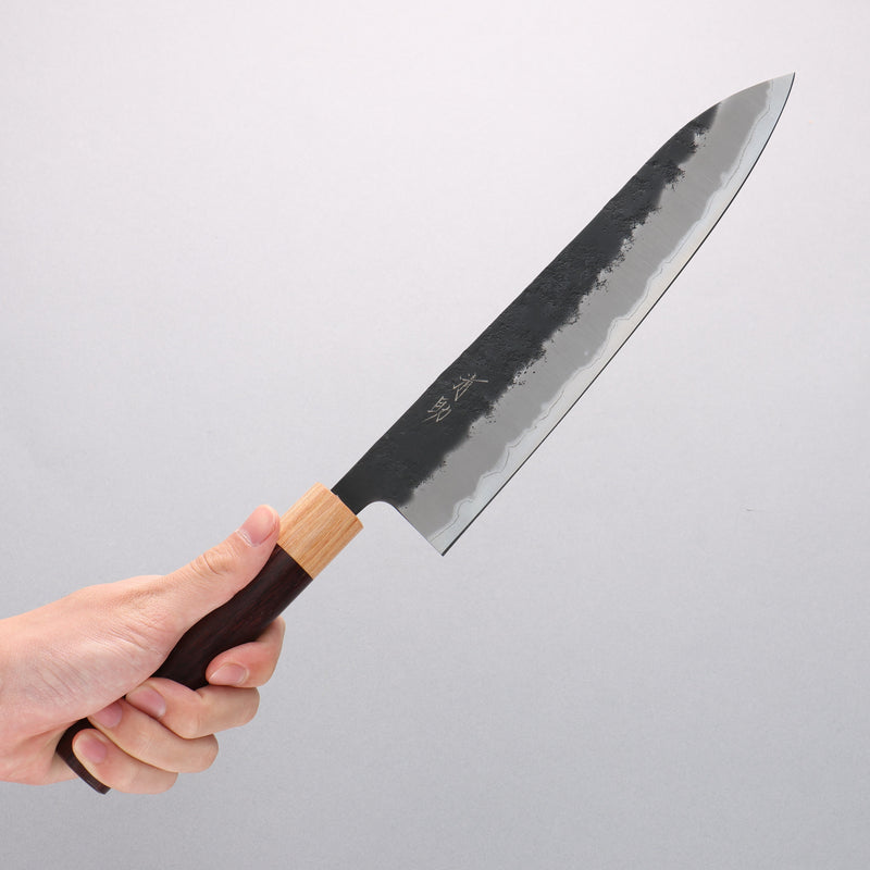 Seisuke Blue Super Black Nashiji Gyuto 240mm Rosewood (Ferrule: White Pakka Wood) Handle - Japannywholesale