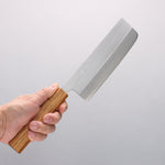 Seisuke SRS13 Vertically Brushed Nakiri 165mm Oak Handle - Japannywholesale