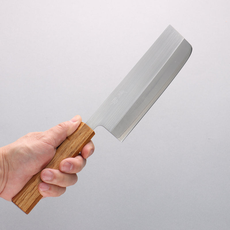 Seisuke SRS13 Vertically Brushed Nakiri 165mm Oak Handle - Japannywholesale