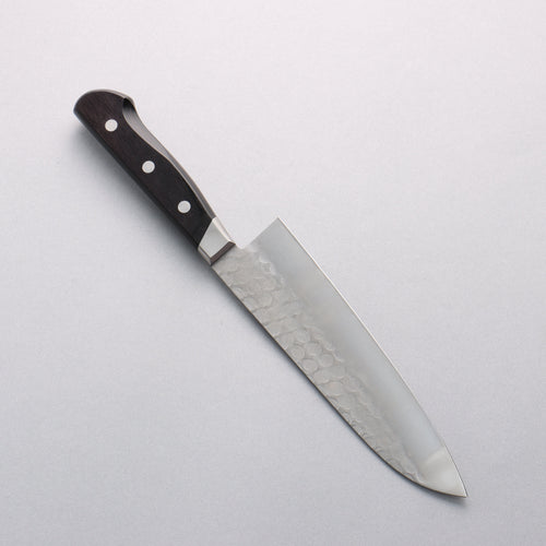 Seisuke Blue Steel No.2 Nashiji Hammered Santoku 180mm Black Pakka wood Handle - Japannywholesale