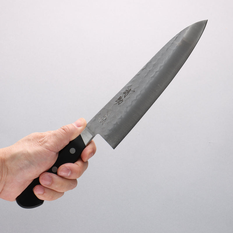 Seisuke Blue Steel No.2 Nashiji Hammered Gyuto 200mm Black Pakka wood Handle - Japannywholesale