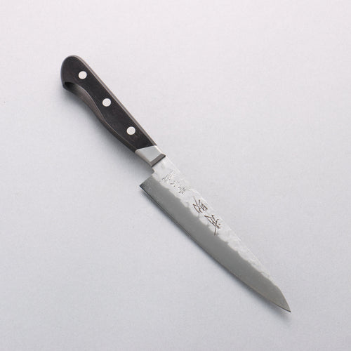 Seisuke Blue Steel No.2 Nashiji Hammered Petty-Utility 135mm Black Pakka wood Handle - Japannywholesale