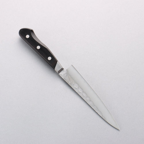 Seisuke Blue Steel No.2 Nashiji Hammered Petty-Utility 135mm Black Pakka wood Handle - Japannywholesale
