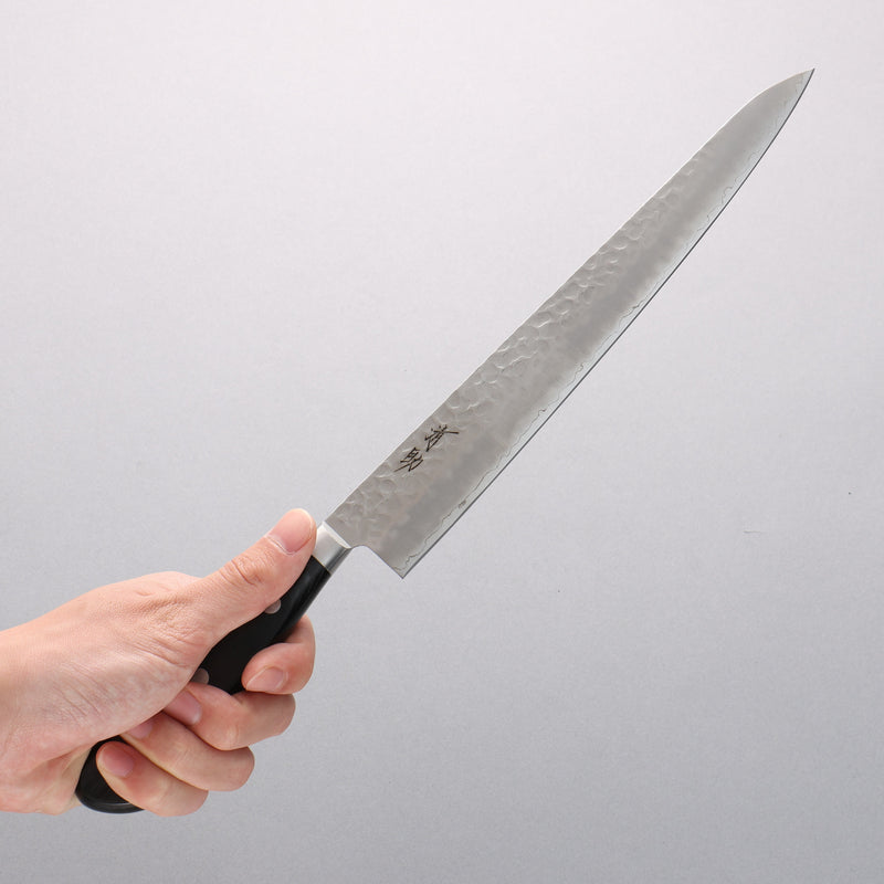 Seisuke AUS8 Hammered Sujihiki 240mm Black Pakka wood Handle - Japannywholesale