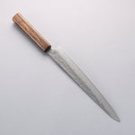 Seisuke Stainless Steel 440C Hammered Damascus Sujihiki 240mm Oak Handle - Japannywholesale