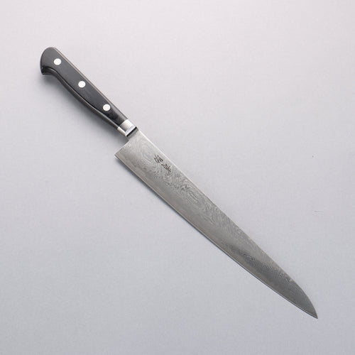 Seisuke Nami AUS10 Mirrored Finish Damascus Sujihiki 240mm Black Pakka wood Handle - Japannywholesale