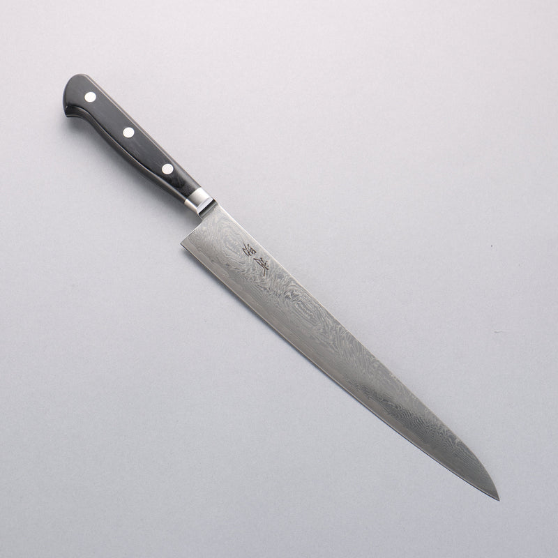 Seisuke Nami AUS10 Mirrored Finish Damascus Sujihiki 240mm Black Pakka wood Handle - Japannywholesale