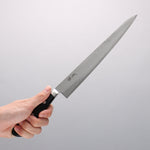 Seisuke Nami AUS10 Mirrored Finish Damascus Sujihiki 240mm Black Pakka wood Handle - Japannywholesale